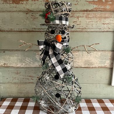 Rattan Snowman LED