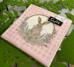 Pink Gingham Bunny Serviettes