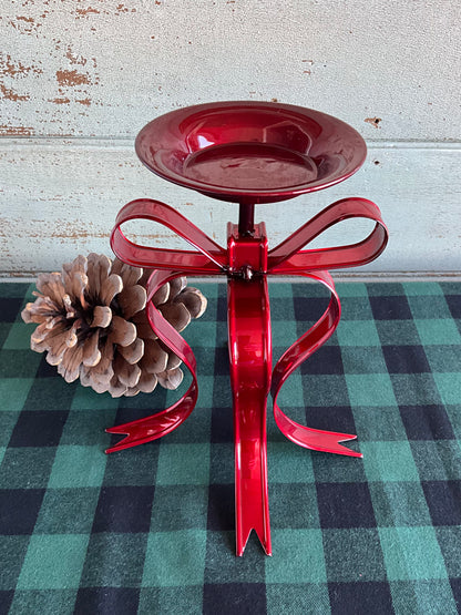 Red Bow Candle Holder