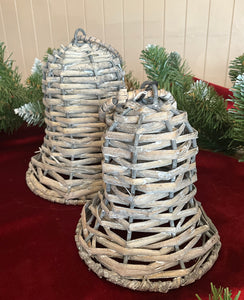 Grey Wicker Bell Small