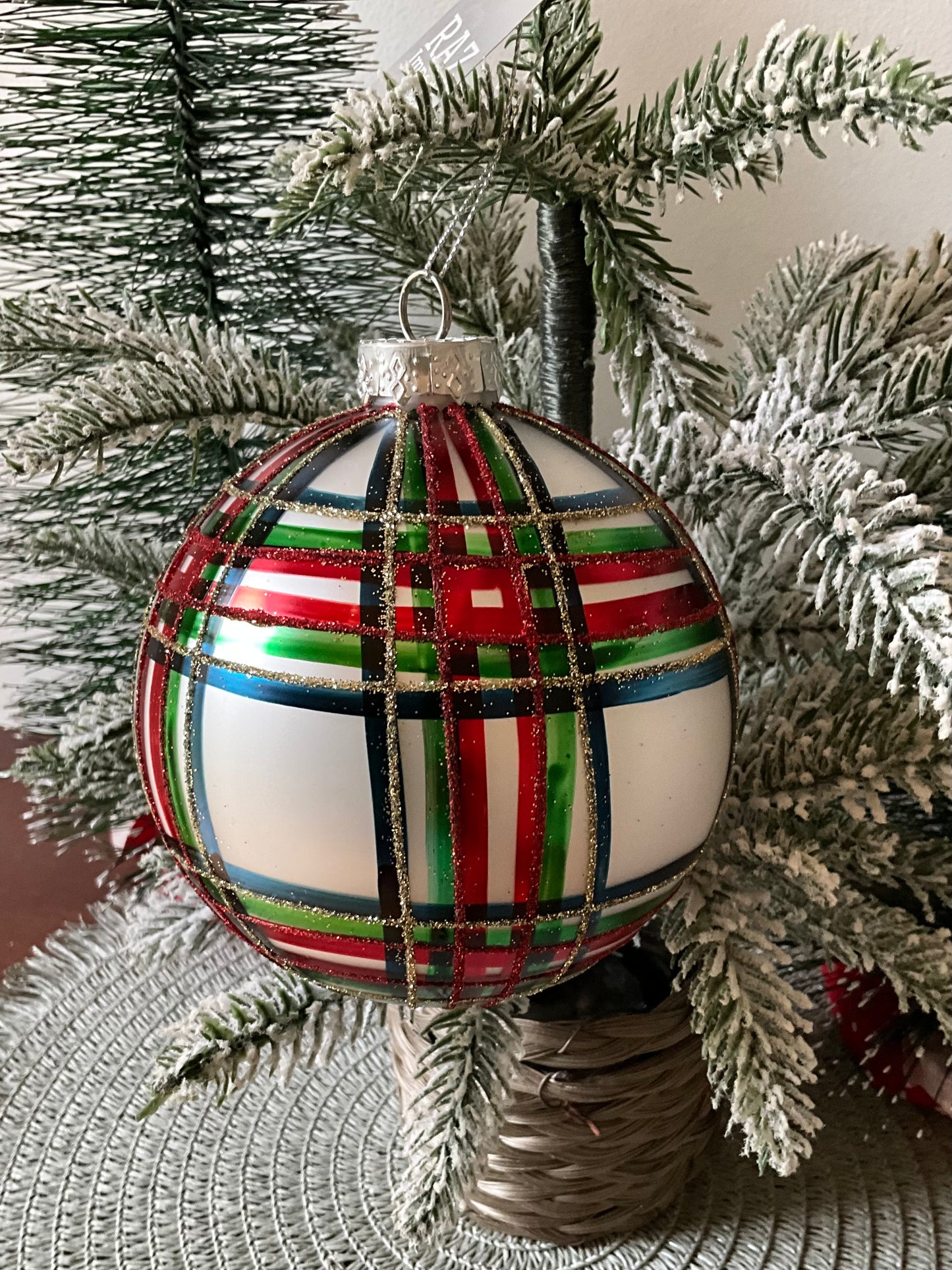 Plaid Glass Ball RAZ