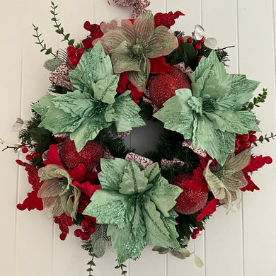 Green Red Floral Wreath