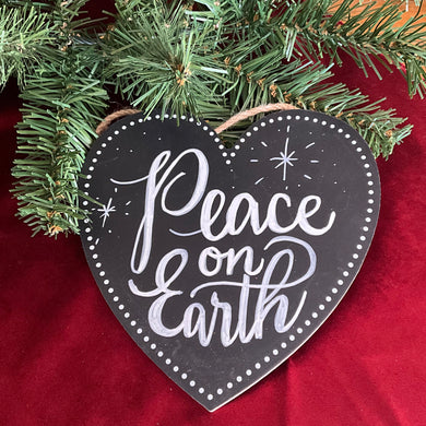 Peace on Earth Heart Deco