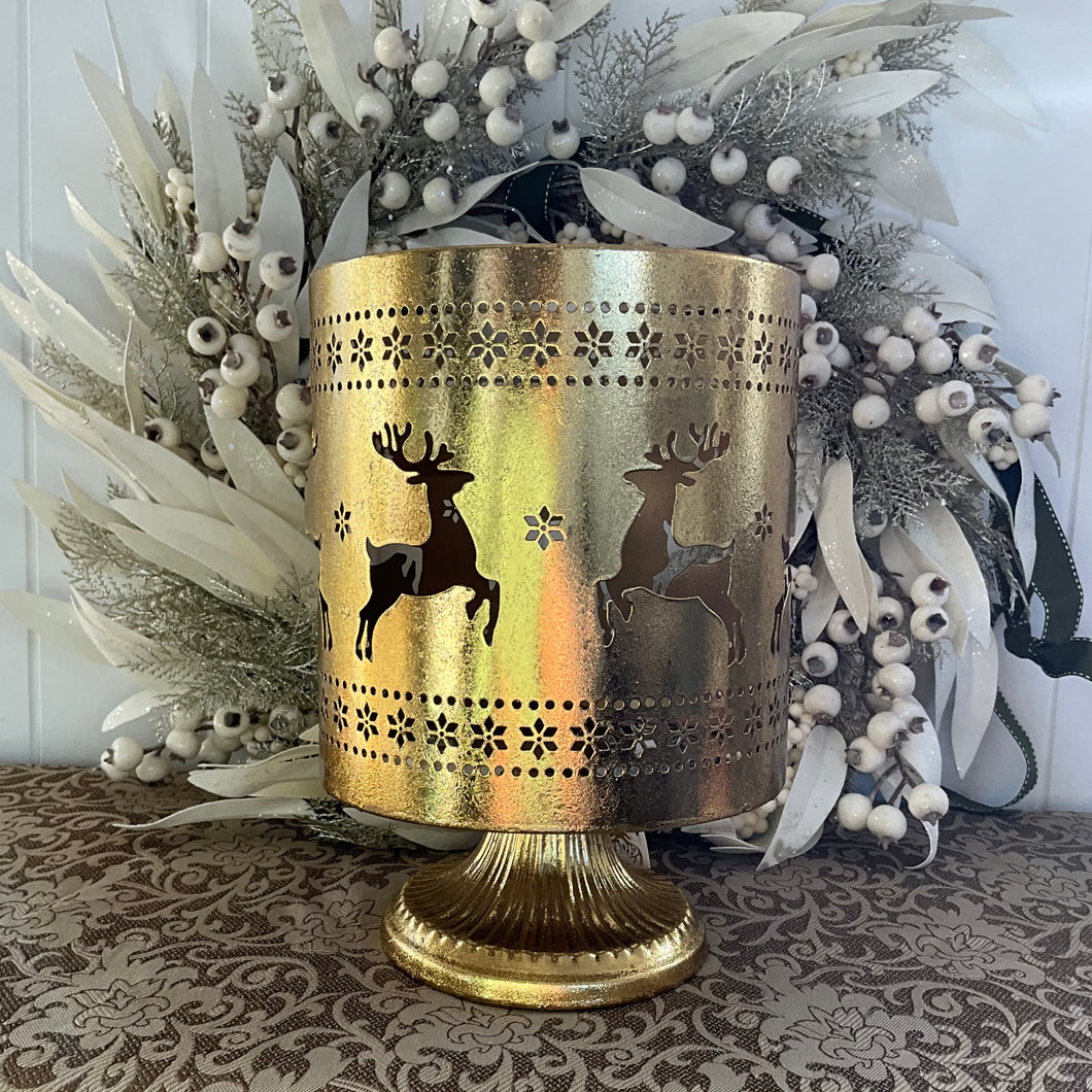 Gold Candle Holder Reindeer