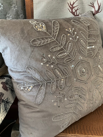 Beaded Snowflake Cushion