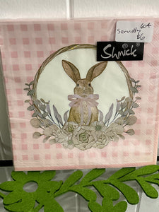 Pink Gingham Bunny Serviettes