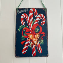 Load image into Gallery viewer, Candy Cane Tin Sign