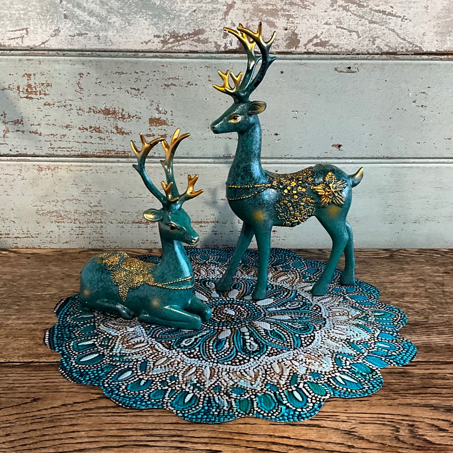 Teal Gold Deer Set