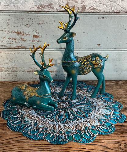 Teal Gold Deer Set