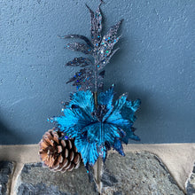 Load image into Gallery viewer, Teal Poinsettia with Leaf