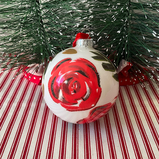 Red Rose Glass Ball RAZ