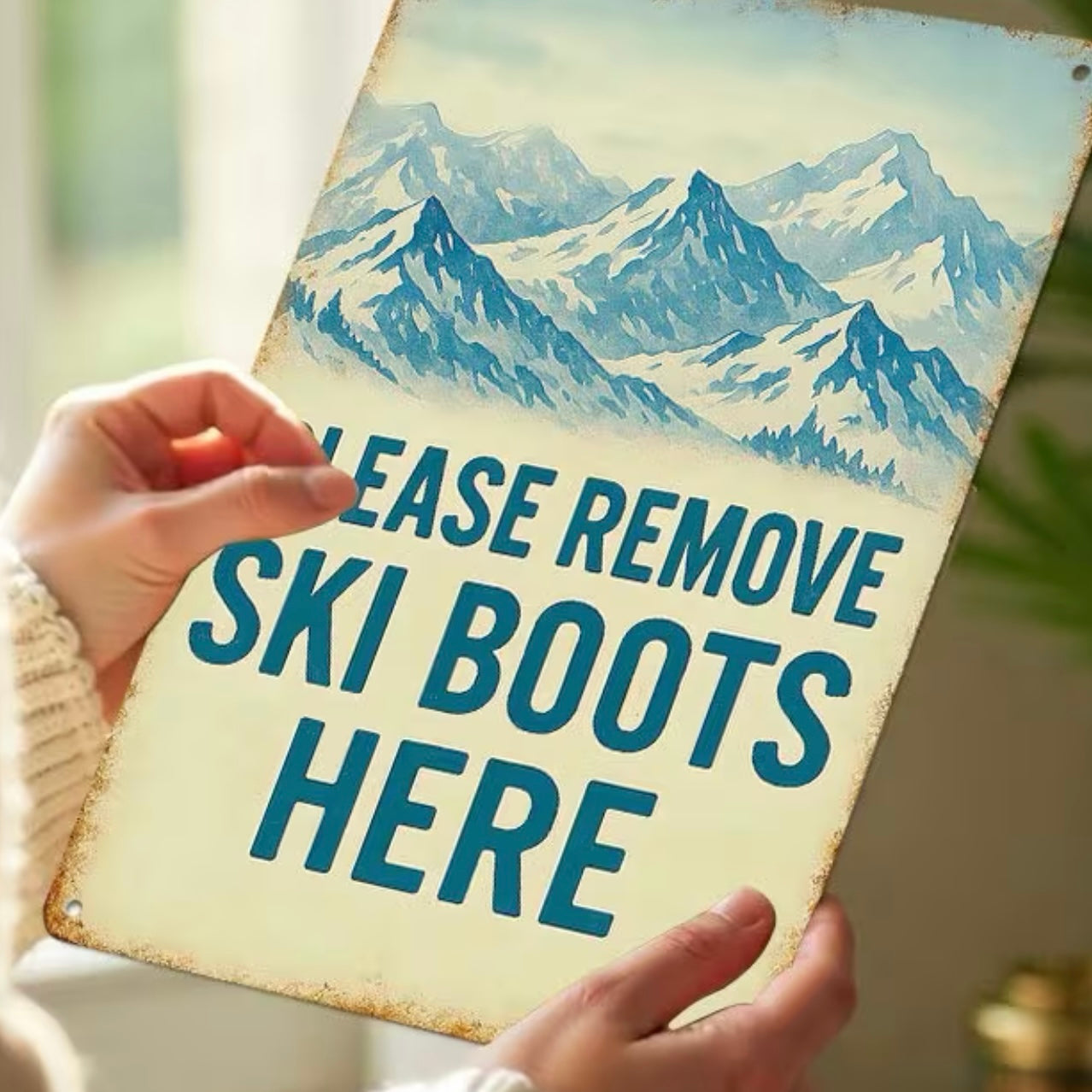 Tin Ski Boot Sign