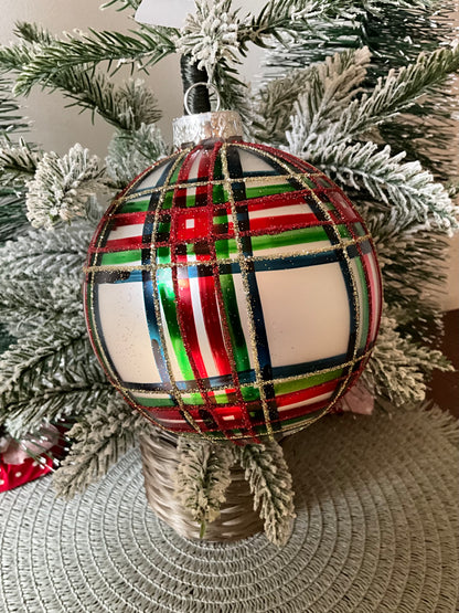 Plaid Glass Ball RAZ