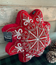 Load image into Gallery viewer, Red White Snowflake Cushion