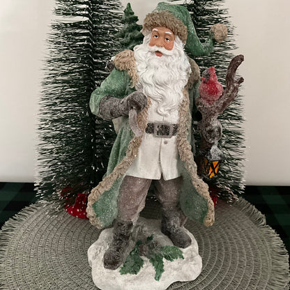 Green Coat Cardinal Santa