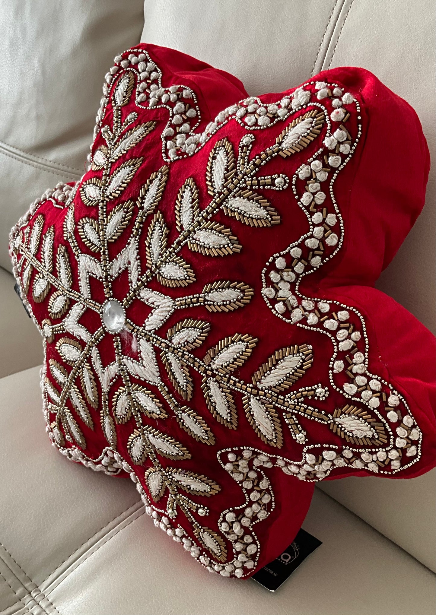 Red Snowflake Cushion