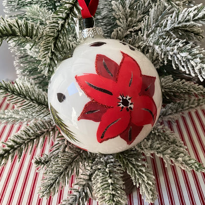 Poinsettia Glass Ball RAZ