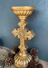 Load image into Gallery viewer, Gold Cross Candlestick