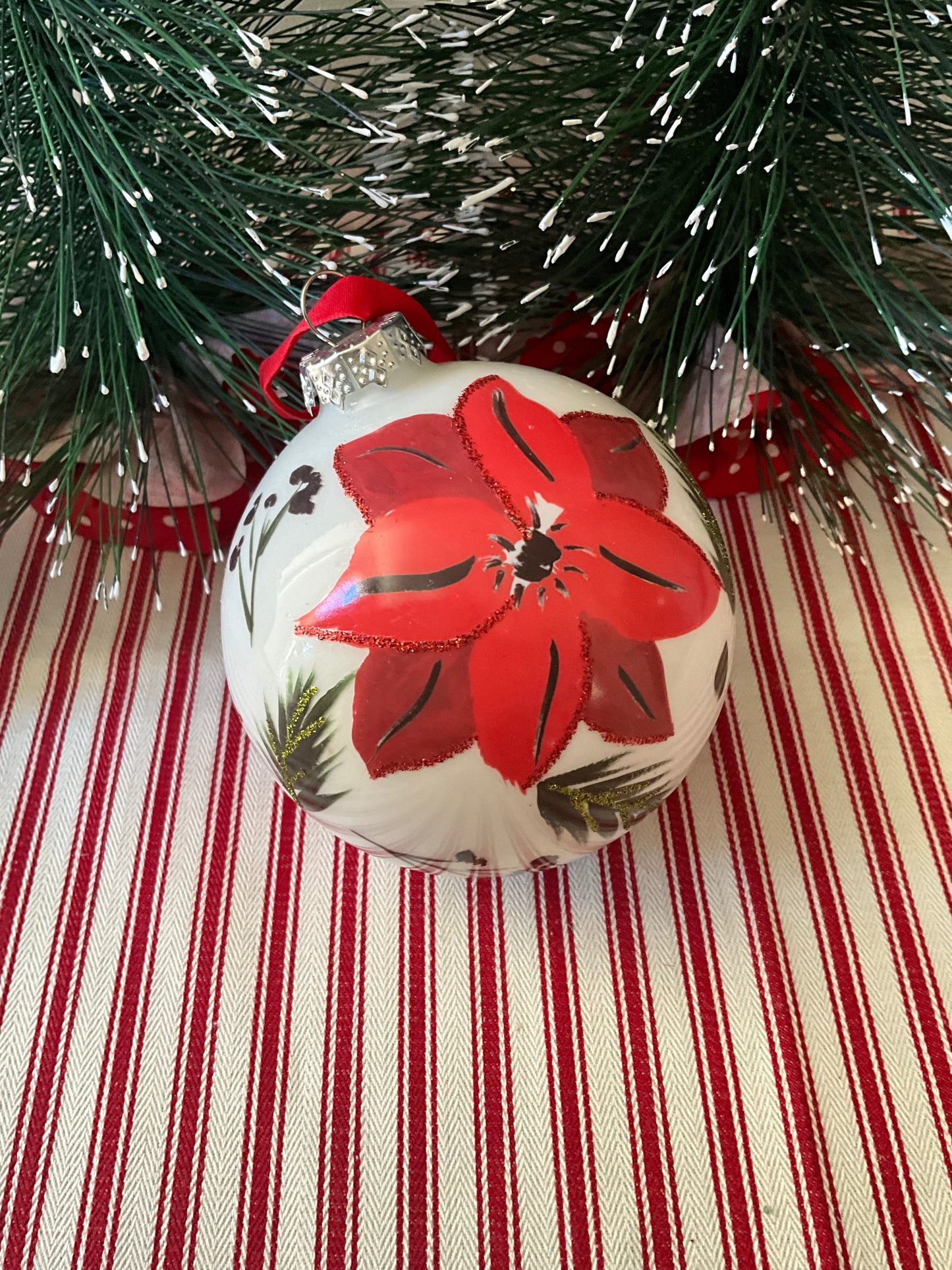 Poinsettia Glass Ball RAZ