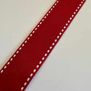 Red Ribbon with White Stitch