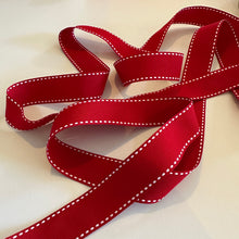 Load image into Gallery viewer, Red Ribbon with White Stitch