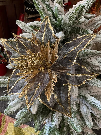 Metallic Gold Black Poinsettia