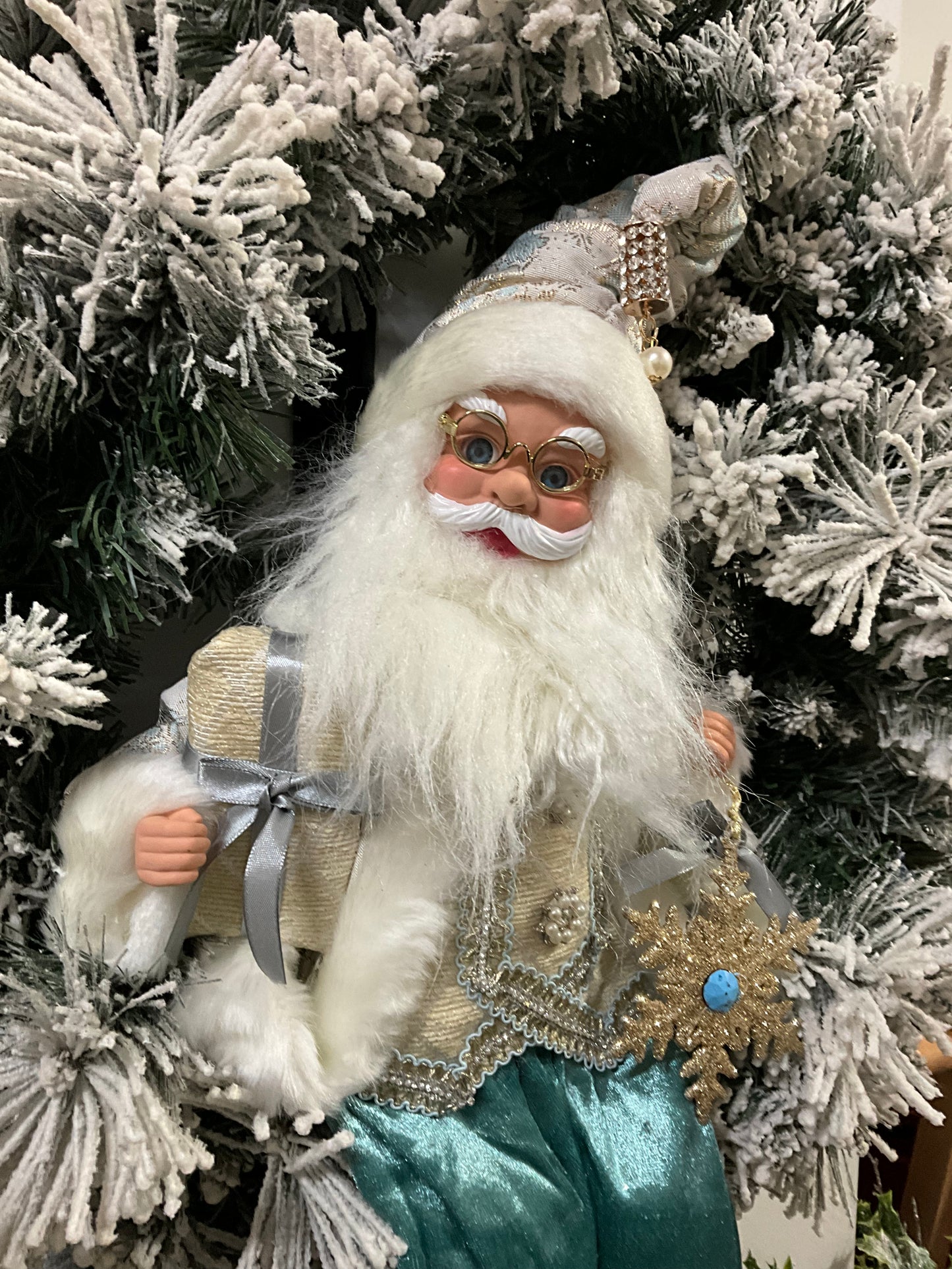 Blue Musical Santa