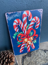 Load image into Gallery viewer, Candy Cane Tin Sign