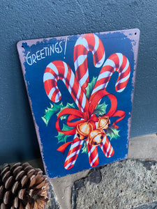 Candy Cane Tin Sign