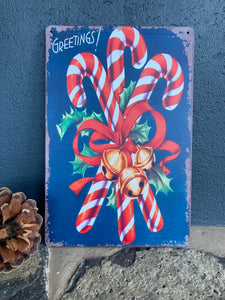 Candy Cane Tin Sign