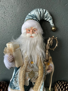 Blue Gold Standing Santa