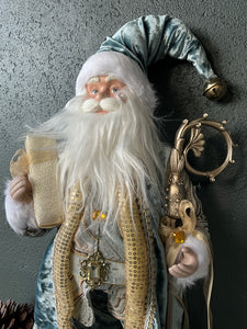 Blue Gold Standing Santa