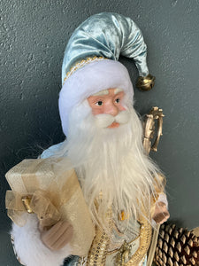 Blue Gold Standing Santa