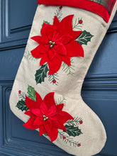 Load image into Gallery viewer, Stocking with Red Poinsettias