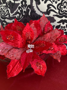 Red Poinsettia with Crystals