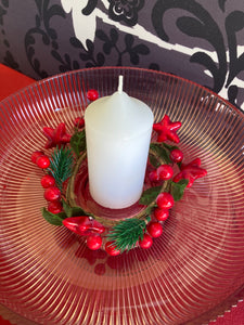 Small Candle Ring with Red Stars