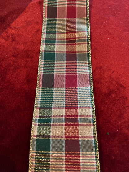 Tartan Gold Thread Ribbon