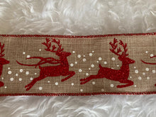 Load image into Gallery viewer, Burlap Red Reindeer Ribbon