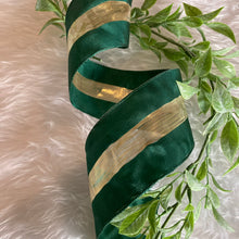 Load image into Gallery viewer, Green Gold Striped Ribbon