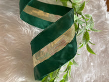 Load image into Gallery viewer, Green Gold Striped Ribbon