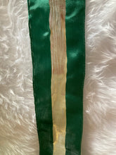 Load image into Gallery viewer, Green Gold Striped Ribbon