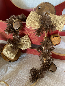 Rustic Bell and Pinecone Hanger