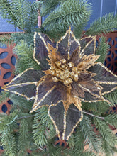 Load image into Gallery viewer, Sheer Black Gold Poinsettia