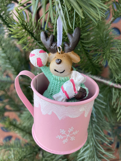 Coffee Cup Reindeer Deco