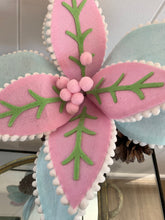 Load image into Gallery viewer, Pink Blue Felt Poinsettia