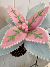 Load image into Gallery viewer, Pink Blue Felt Poinsettia