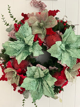 Load image into Gallery viewer, Green Red Floral Wreath