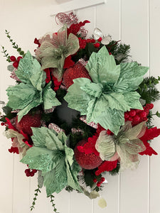 Green Red Floral Wreath