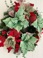 Load image into Gallery viewer, Green Red Floral Wreath