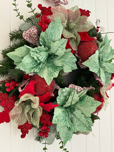 Green Red Floral Wreath